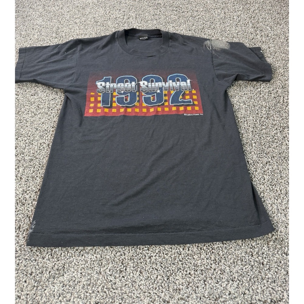 Vintage 1992 Street Survival T Shirt Men's Size Large Black